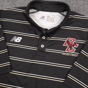 New Balance Boston College Eagles Basketball‎ Polo Shirt Mens 2XL Black Striped